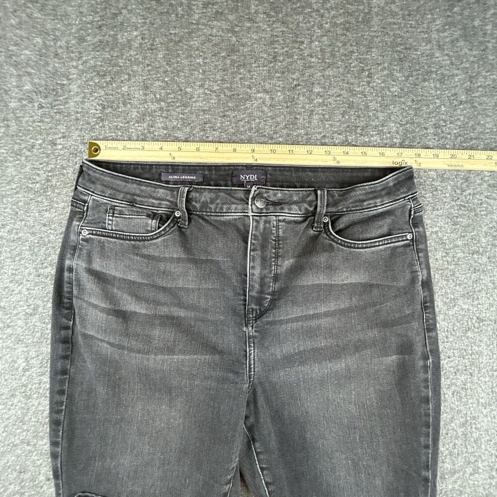 NYDJ Alina Legging Jeans Womens Size 14 34x27 Black Stretch Lift Tuck Mid-Rise - Picture 7 of 11
